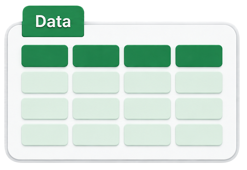Organized spreadsheet with a green header and evenly aligned mint cells.